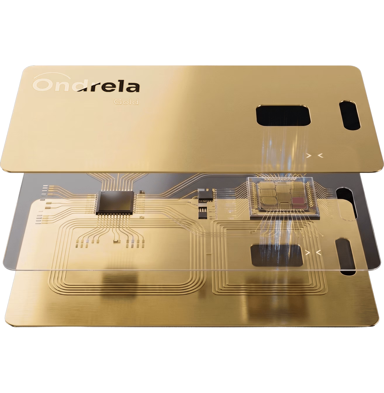 Ondrela gold tracker card on a dark background